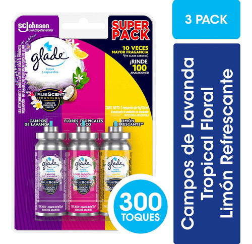 Glade Aromatizante Super Pack Toque 03 Repuestos