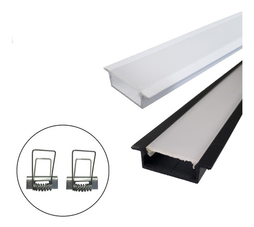 Perfil Embutir Slim 6m P/ Duas Fitas De Led 43mm Aluminio 