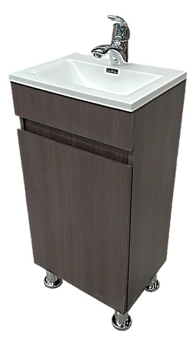 Gabinete Para Baño Lucas Malone Quad 40 + Bacha De 40cm De Ancho, 80cm De Alto Y 30cm De Profundidad, Con Lavabo Color Blanco Y Mueble Chocolate Con Un Agujero Para Grifería