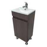 Gabinete Para Baño Lucas Malone Quad 40 + Bacha De 40cm De Ancho, 80cm De Alto Y 30cm De Profundidad, Con Lavabo Color Blanco Y Mueble Chocolate Con Un Agujero Para Grifería