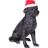 Negro Labrador Retriever Con Santa Sombrero Ornamento De La 