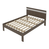 Cama De Casal Madeira Cm8009 Nogal/branco - Tecno Mobili Cor Marrom