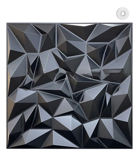 Akf Paneles Decorativos 3d Negro 50x50cm 12 Piezas Con Cinta