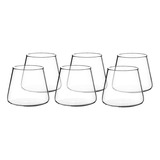 Set 6 Vasos De Vidrio Estilo Japonés 320 Ml Simplit Color Blanco