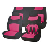 Kit Cubre Asiento + Cinturón + Volante 11pcs Tela Auto 