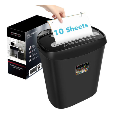 Sangkee Triturador De Papel, Trituradora De Corte Transversal De 10 Hojas Con Cesto De Basura De 15l Y Asa, Máquina Trituradora Para Papel/tarjeta De Crédito/grapas/clips/cd, Nivel De Seguridad P-3