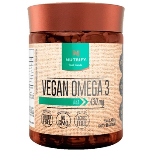 Vegan Ômega 3 100% Vegano Dha 430mg60 Cáps Nutrify Sem Sabor