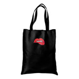 Bolsa Tote Bag Artesanal Bolsillo Gabardina Bordado Labios