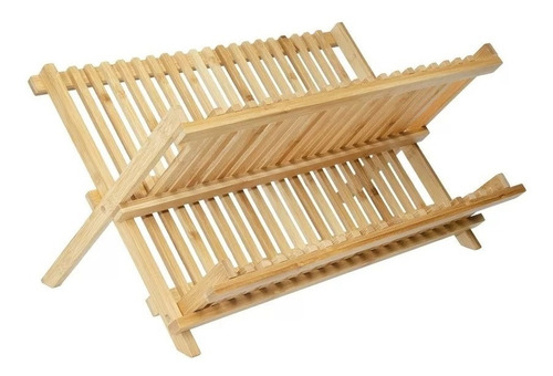 Escorredor De Pratos E Louças Abre E Fecha Em Bambu Cor Bambu Natural