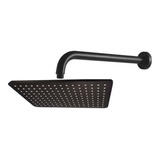 Ducha Regadera Para Baño Rectangular  + Tubo Lujo Negro Mate