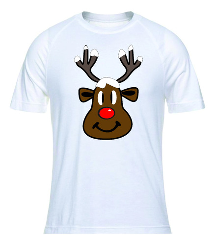 Camisetas Navideñas Reno Navidad Blanca Para Familia X 1 Und