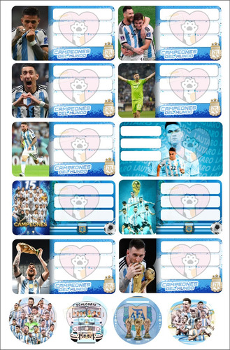 Etiqueta Escolar Papel Personalizadas X10 + 4stickers Futbol