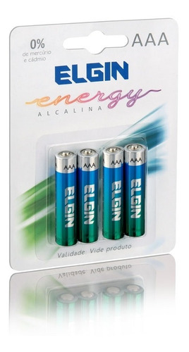 Caixa Com 40 Pilhas Alcalina Elgin Aaa Palito Blister 4pcs