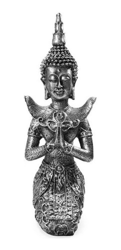 Estátua Buda Hindu Orando Ajoelhado Grande 35cm Meditação