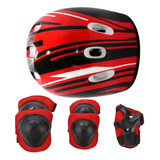 Kit Casco + Protecciones Infantil Basico Monopatin Scooter Color Rojo Talle Unico Infantil