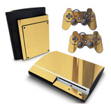 Skin Ps3 Fat Compatível Playstation Película Cromo Gold