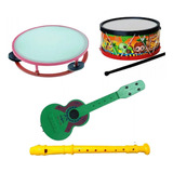 Kit 25 Brinquedo Instrumento Infantil Viola Pandeiro Flauta 