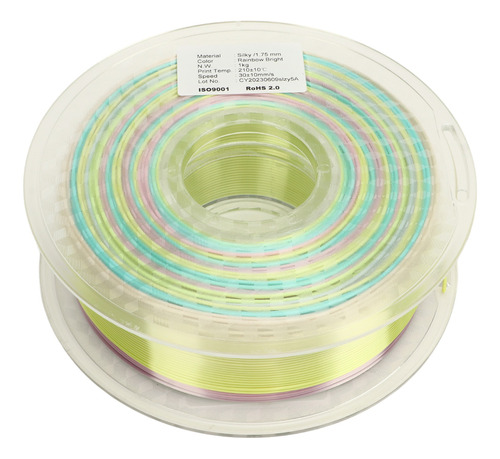 Filamento Silk Pla Con Gradiente De Color Arcoíris, Multicol