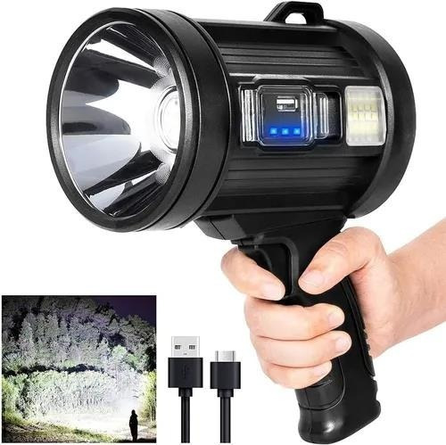 Linterna De Mano Led Spot Light Foco 90000 Lúmenes Y Color De La Linterna Negro Color De La Luz Blanco