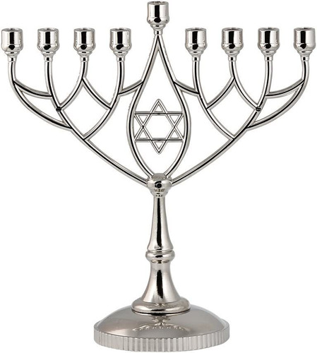 Menorah Zion Judaica Ltd, Para 9 Velas, Plateado, 350 G