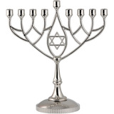 Menorah Zion Judaica Ltd, Para 9 Velas, Plateado, 350 G