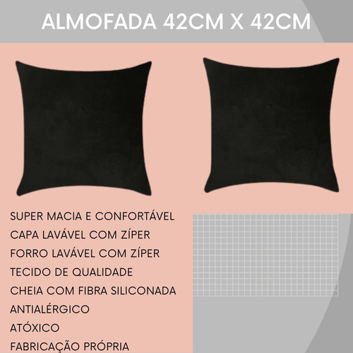 Kit 2 Almofadas Cheias 42cmx42cm Quarto Sofá Decoração Zíper