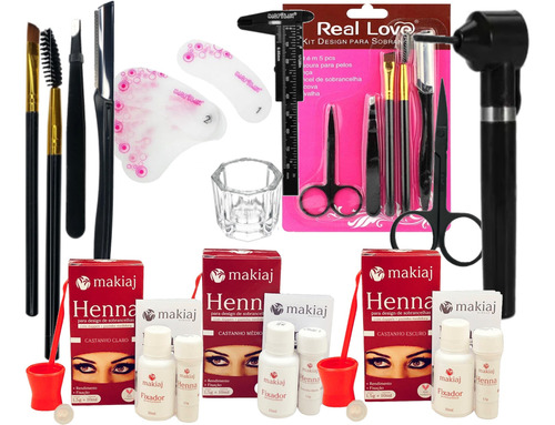 Kit Sobrancelha Design 3 Henna Makiaj Macrilan Profissional 