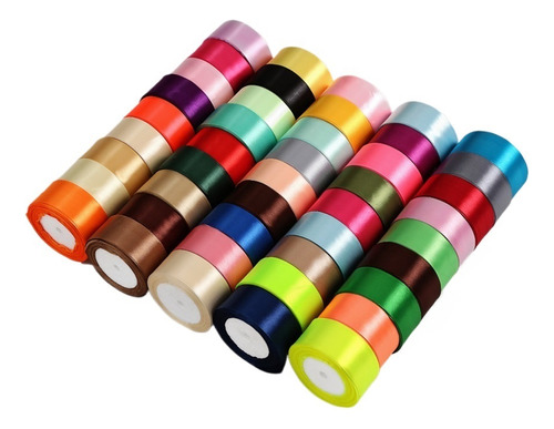 20 Rollos Satinado Decoracion Colores Listón 4cm 440 Metros