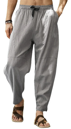 Pantalones Holgados De Lino Y Algodón Para Hombre