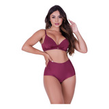 Conjunto Soutien Com Boxer Feminina Sem Costura Corte Laser