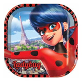 Plato Grande Cuadrado 24cm Ladybug Miraculous - Lady77bug