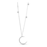 Collar Plata Estrellas Luna Cz 16-18''