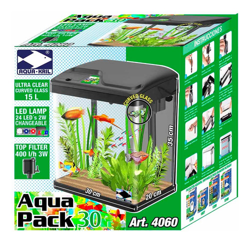  Acuario Equipado Pecera Peces 15 Litros Aquakril 4060 