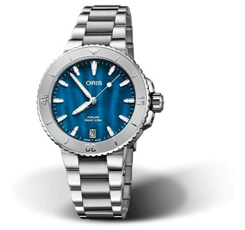 Reloj Oris Aquis Date 73377704155 Cara Nacar Azul Hombre