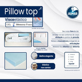 Pillow Top Viscoelástico Nasa Gel Solteiro 5cm Aumar