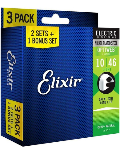Cuerdas De Guitarra Eléctrica Elixir Optíweb 010-46 Tri Pack