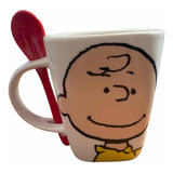 Taza De Ceramica Doble Vista Cuchara Peanuts Snoopy 440 Ml