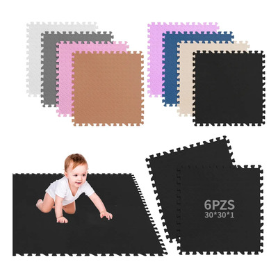 Tapete Piso Eva Armable 30x30cm 6 Piezas Negro, Antideslizante Tapete Espuma Para Bebés Y Niños | MercadoLibre