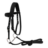 Correa Nylon Suave Headstall Brida Rienda Caballo Negro L