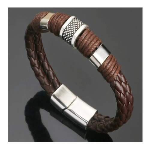 Pulsera Cuero Trenzado Hombre, Dos Colores