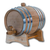 American Oak Barrel, 3 Liter, To Age Whiskey. Silver Hoop