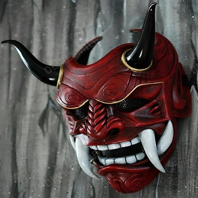 Máscara De Halloween De Hannya De Red Devil Para Cosplay