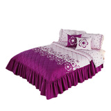 Colcha Floreta Magenta Matrimonial Con 2 Cojines