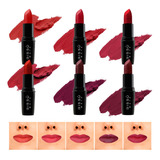 6 Labiales Mate Bissu Linea Labios Set Tonos Rojos