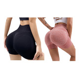 2pzs Shorts De Licras Mujer Deportivos Pantalones Gym Yoga