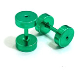 Brincos Falsos Alargadores Verdes 6mm(2) Aço Para Furo Comum