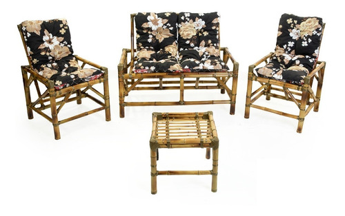 Lindo Jogo Completo 4 Lugares Bambu Sofá Poltrona Cadeira