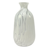 Vaso Vidro Transparente Manchado Branco Grande 17cm