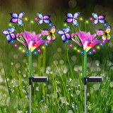 Luces Solares De Jardín Impermeables Con Mariposas Y Flores