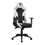 Cadeira De Escritório Thunderx3 Tc3 Gamer Ergonômica  All White Com Estofado De Couro Sintético